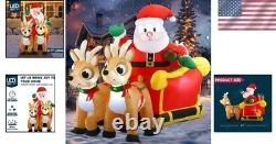 6FT Inflatable Santa Sleigh with 2 Reindeer LED Christmas Yard Decoration