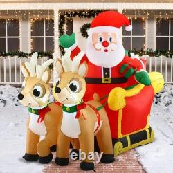 6FT Inflatable Santa Sleigh with 2 Reindeer LED Christmas Yard Decoration