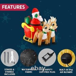 6FT Inflatable Santa Sleigh with 2 Reindeer LED Christmas Yard Decoration