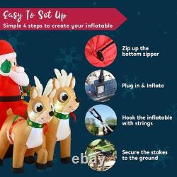 6FT Inflatable Santa Sleigh with 2 Reindeer LED Christmas Yard Decoration