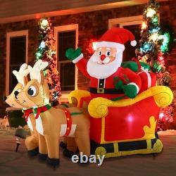 6FT Inflatable Santa Sleigh with 2 Reindeer LED Christmas Yard Decoration