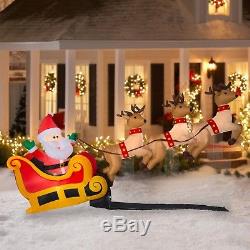 6Ft Inflatable Floating Santa Sleigh with Reindeer Christmas Yard Decor Airblown