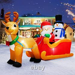 6.6FT Christmas Inflatables Santa Sleigh Snowman Reindeer Outdoor Decor