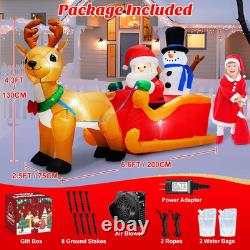 6.6FT Long Christmas Inflatables Santa Claus on Sleigh with Snowman & Reindeer