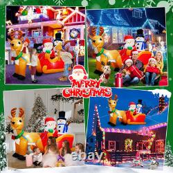 6.6FT Long Christmas Inflatables Santa Claus on Sleigh with Snowman & Reindeer