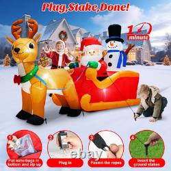 6.6FT Long Christmas Inflatables Santa Claus on Sleigh with Snowman & Reindeer