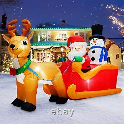 6.6FT Long Christmas Inflatables Santa Claus on Sleigh with Snowman and Reindeer