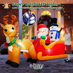 6.6FT Long Christmas Inflatables Santa Claus on Sleigh with Snowman and Reindeer