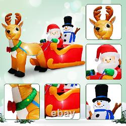 6.6FT Long Christmas Inflatables Santa Claus on Sleigh with Snowman and Reindeer