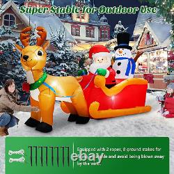 6.6FT Long Christmas Inflatables Santa Claus on Sleigh with Snowman and Reindeer