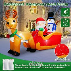 6.6FT Long Christmas Inflatables Santa Claus on Sleigh with Snowman and Reindeer