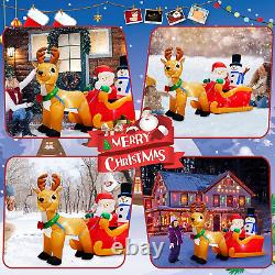6.6 FT Long Christmas Inflatable Santa Claus on Sleigh with Snowman and Reindeer