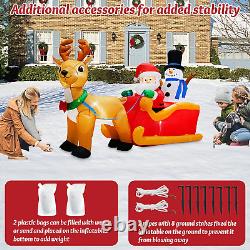 6.6 FT Long Christmas Inflatable Santa Claus on Sleigh with Snowman and Reindeer