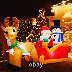 6.6 FT Long Christmas Inflatable Santa Claus on Sleigh with Snowman and Reindeer