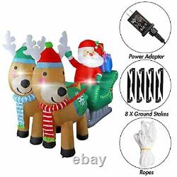 6.7 FT Christmas Inflatable Santa Claus on Sleigh Pulled by Two Reindeers