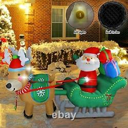 6.7 FT Christmas Inflatable Santa Claus on Sleigh Pulled by Two Reindeers