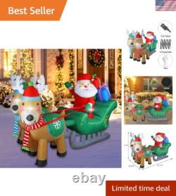 6.7 FT Inflatable Santa Claus Sleigh with Reindeers Eye-Catching LED Christ