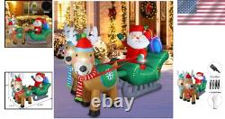 6.7 FT Inflatable Santa Claus Sleigh with Reindeers Eye-Catching LED Christ