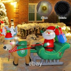 6.7 FT Inflatable Santa Claus Sleigh with Reindeers Eye-Catching LED Christ