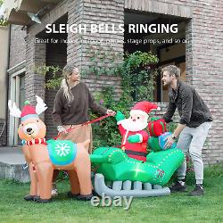 6.9ft Christmas Inflatable Outdoor Yard Decor Santa Green Sleigh Reindeer LED