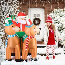 6.9ft Christmas Inflatable Outdoor Yard Decor Santa Green Sleigh Reindeer LED