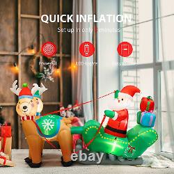 6.9ft Christmas Inflatable Outdoor Yard Decor Santa Green Sleigh Reindeer LED