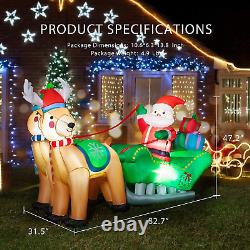 6.9ft Christmas Inflatable Outdoor Yard Decor Santa Green Sleigh Reindeer LED