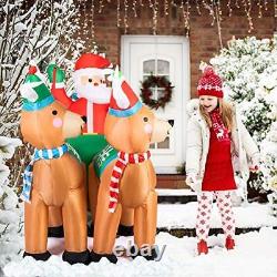 6.9ft Long Christmas Inflatable LED Lighted Santa on Sleigh with Reindeers, Gift B