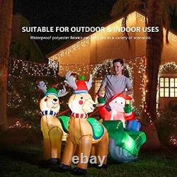 6.9ft Long Christmas Inflatable LED Lighted Santa on Sleigh with Reindeers, Gift B