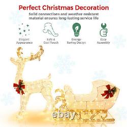 6' Christmas Lighted Reindeer & Santa's Sleigh With 215 LED Lights & 4 Stakes