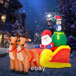 6 FT Christmas Inflatable Decoration Santa Claus on Sleigh with Reindeers and Pe