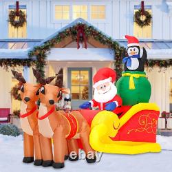 6 FT Christmas Inflatable Decoration Santa Claus on Sleigh with Reindeers and Pe