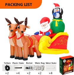 6 FT Christmas Inflatable Decoration Santa Claus on Sleigh with Reindeers and Pe