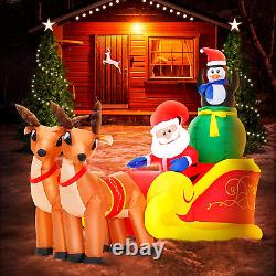 6 FT Christmas Inflatable Decoration Santa Claus on Sleigh with Reindeers and Pe
