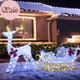 6 Ft Christmas Lighted Reindeer & Santa's Sleigh, Xmas Lighted Outdoor Yard Deco
