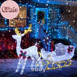 6 FT Christmas Lighted Reindeer & Santa'S Sleigh, Xmas Lighted Outdoor Yard Deco
