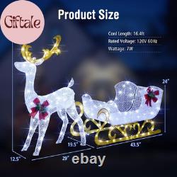 6 FT Christmas Lighted Reindeer & Santa'S Sleigh, Xmas Lighted Outdoor Yard Deco