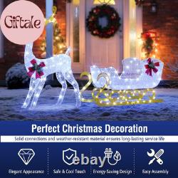 6 FT Christmas Lighted Reindeer & Santa'S Sleigh, Xmas Lighted Outdoor Yard Deco