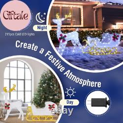 6 FT Christmas Lighted Reindeer & Santa'S Sleigh, Xmas Lighted Outdoor Yard Deco