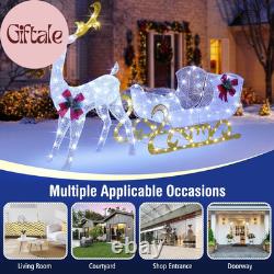 6 FT Christmas Lighted Reindeer & Santa'S Sleigh, Xmas Lighted Outdoor Yard Deco