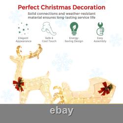 6 FT Christmas Lighted Reindeer & Santa's Sleigh With 215 LED Lights & 4 Stakes