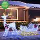 6 Ft Christmas Lighted Reindeer And Santa Sleigh Outdoor Yard Decor 215 Led