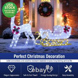 6 FT Christmas Lighted Reindeer and Santa Sleigh Outdoor Yard Decor 215 LED