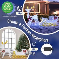 6 FT Christmas Lighted Reindeer and Santa Sleigh Outdoor Yard Decor 215 LED