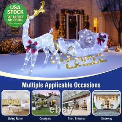 6 FT Christmas Lighted Reindeer and Santa Sleigh Outdoor Yard Decor 215 LED