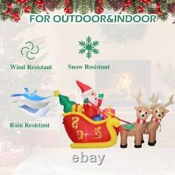 6 FT Santa Claus on Sleigh with Two Reindeer Christmas Inflatable Decorations, G