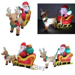6 Foot Long Christmas Inflatable Santa Claus in Sleigh with Reindeer and Gift