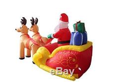6 Foot Long Christmas Inflatable Santa Claus on Sleigh with Reindeer Decoration