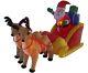 6 Foot Long Christmas Inflatable Santa On Sleigh With Reindeer Yard Decoration Col