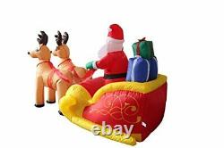 6 Foot Long Christmas Inflatable Santa On Sleigh With Reindeer Yard Decoration L